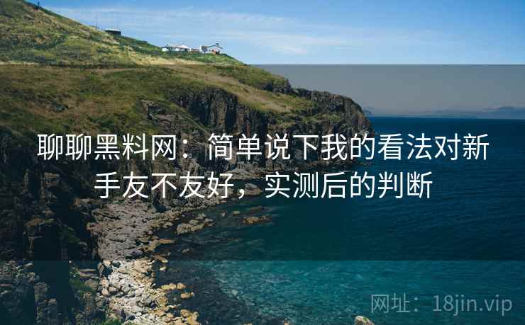 聊聊黑料网：简单说下我的看法对新手友不友好，实测后的判断