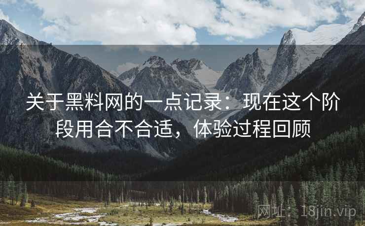 关于黑料网的一点记录:现在这个阶段用合不合适,体验过程回顾