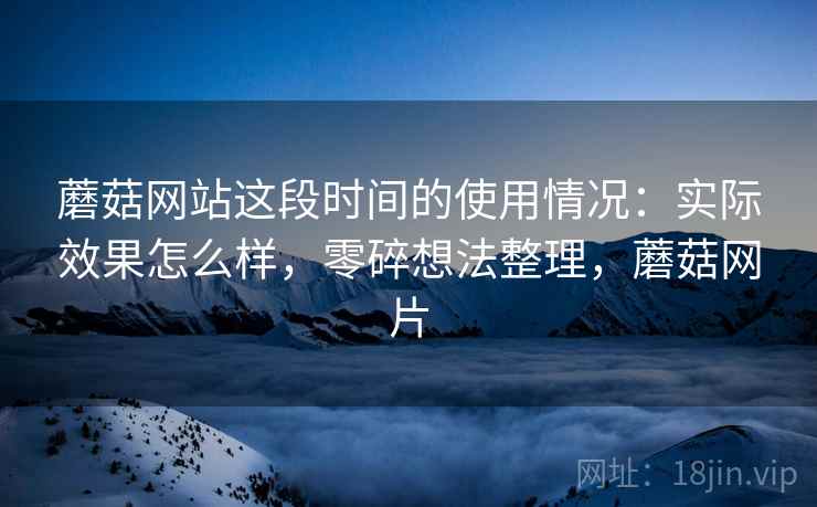 蘑菇网站这段时间的使用情况：实际效果怎么样，零碎想法整理，蘑菇网片